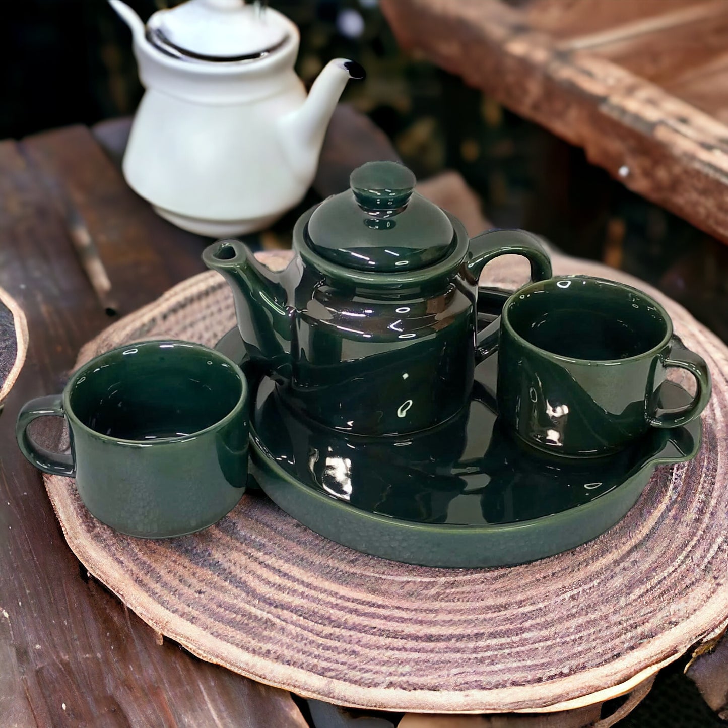 Antique Green Teapot Set