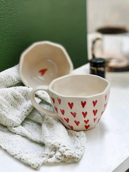 Heart Mug with Desert Plate