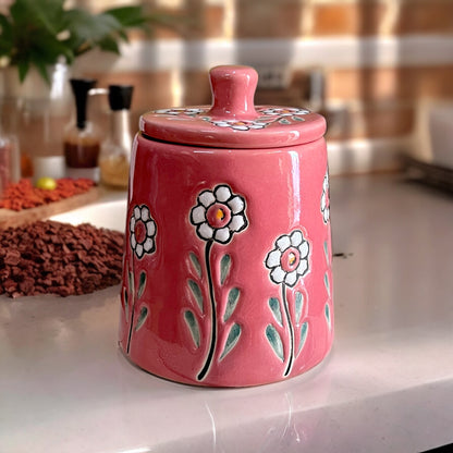 Floral Pink Jar