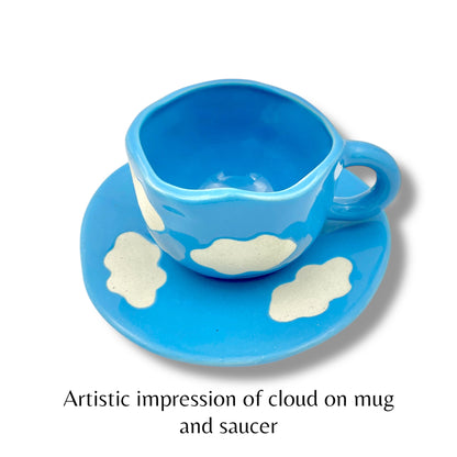 Blue Cloud Mug with Desert Plate