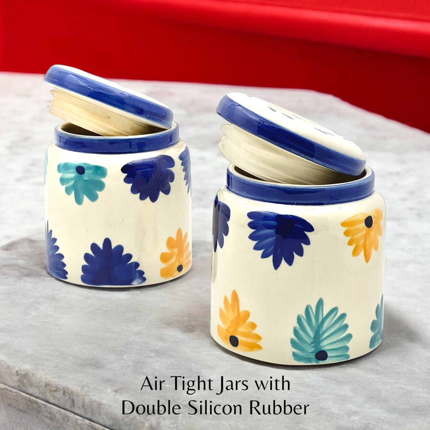 Yellow & Blue Floral Jars