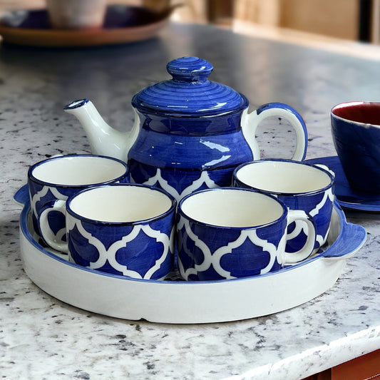 Four Royal Blue Teapot Set