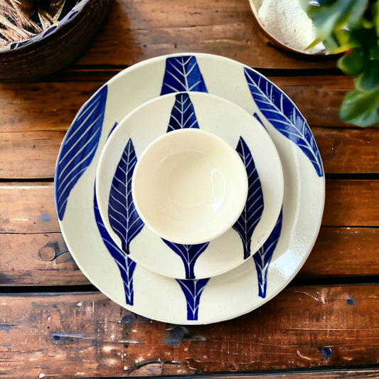 Blue Leaf Dinner set (3 Pcs)