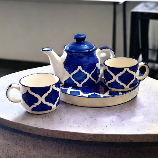 Two Royal Blue Teapot Set