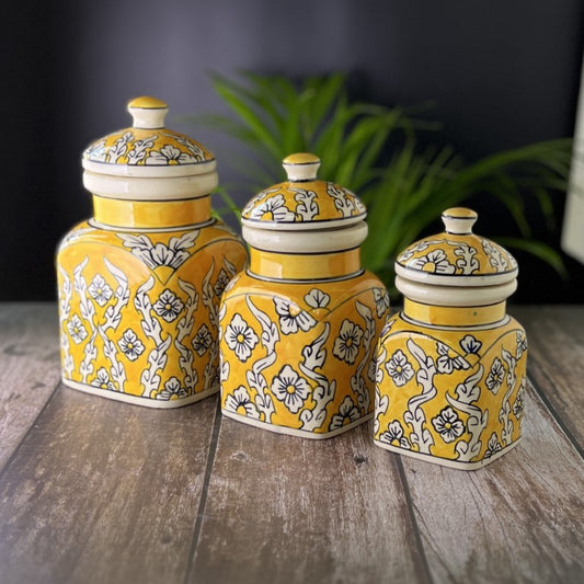 Ceramic Pickle Jars / Containers for Kitchen Storage, Hand Painted Barni - Set of 3
