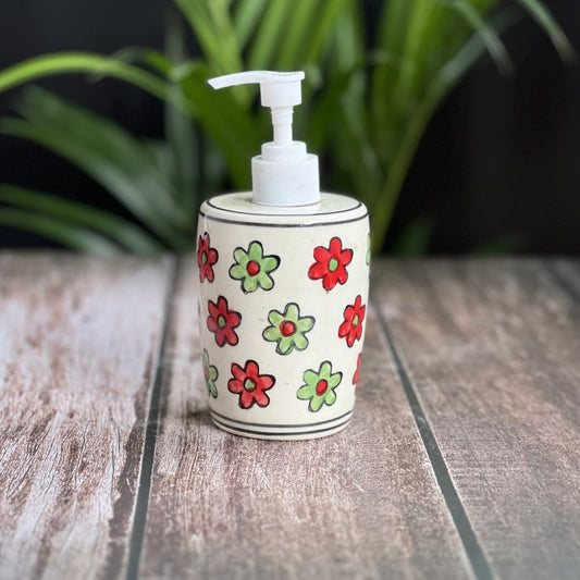 Liquid Handwash Soap Dispenser Ceramic Bottle (250ml, Red Green , Small)